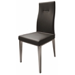 Black Polyurethane Dining Chair with Brushed Stainless Steel (Set of 4)