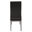 Black Polyurethane Dining Chair with Brushed Stainless Steel (Set of 4)