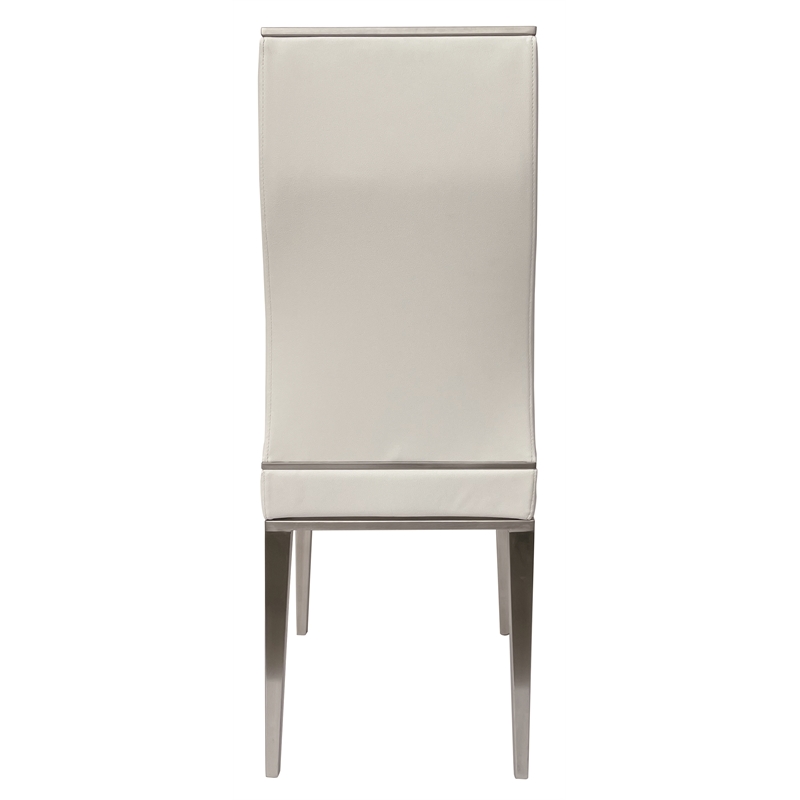White Polyurethane Dining Chair with Brushed Stainless Steel (Set of 4)