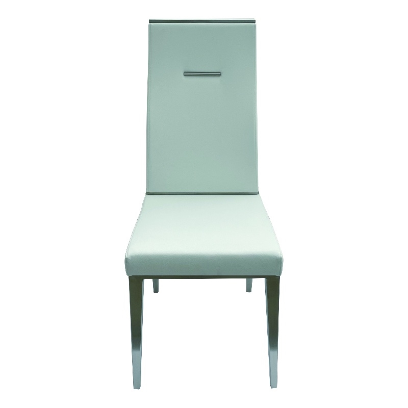 White Polyurethane Dining Chair with Brushed Stainless Steel (Set of 4)