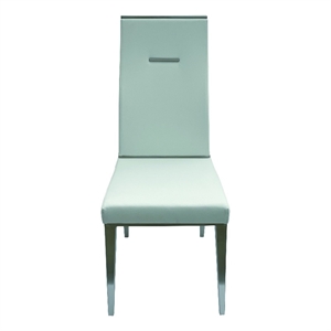 White Polyurethane Dining Chair with Brushed Stainless Steel (Set of 4)