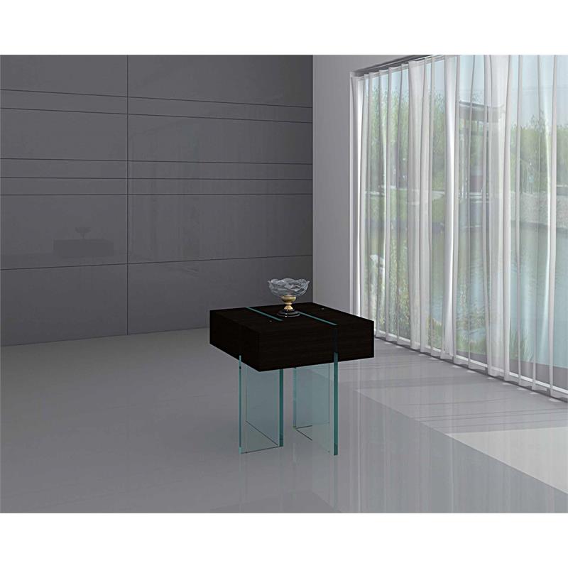 Wenge Espresso Finish Wood End Table with 19 mm Tampered Glass Base 22