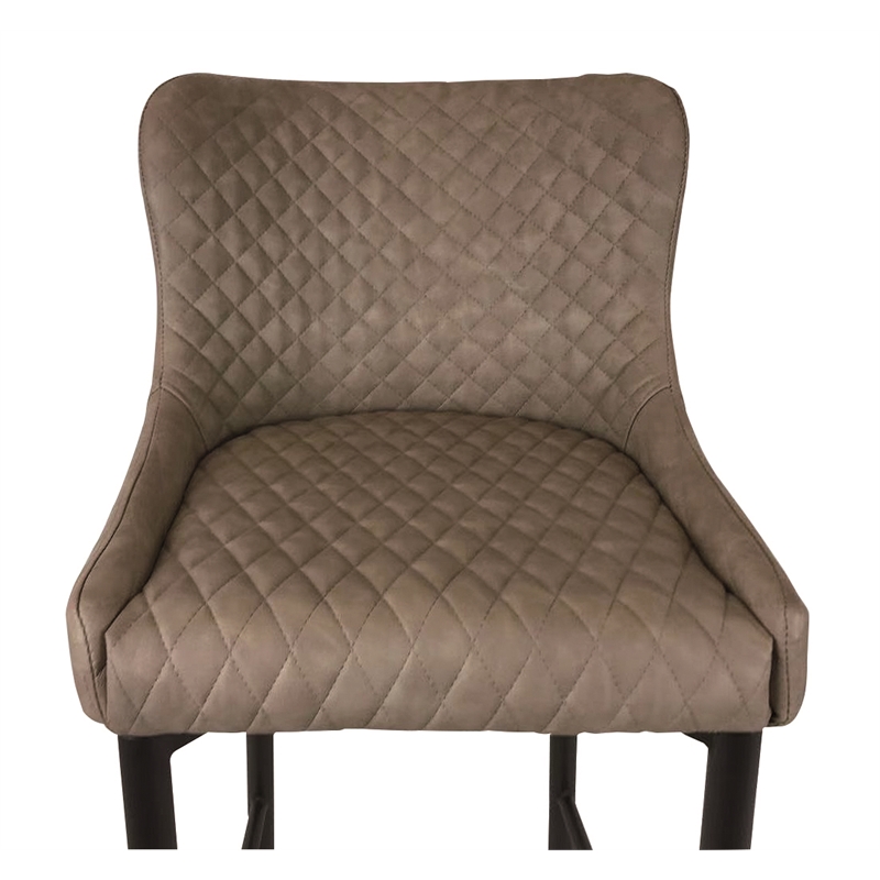 Contemporary Upholstered Bar Stool with Gray Polyurethane Tufted Seat Set of 2