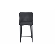 Upholstered Polyurethane Stool with Tufted Seat in Dark Gray (Set of 2)