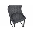 Upholstered Polyurethane Stool with Tufted Seat in Dark Gray (Set of 2)