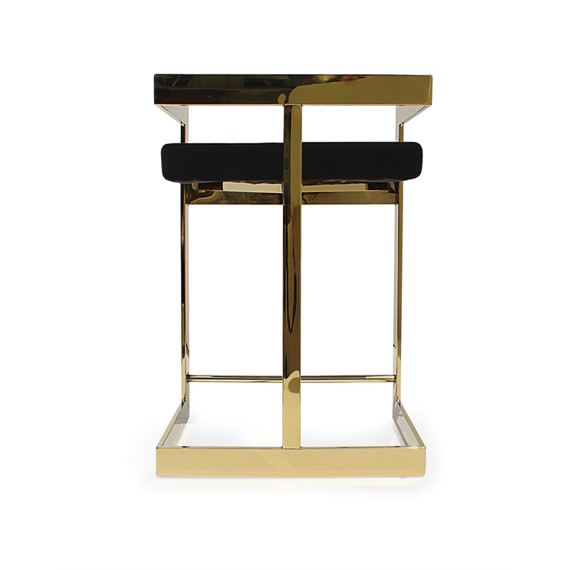 Bar Stool with Black Velvet cushion and Gold Base
