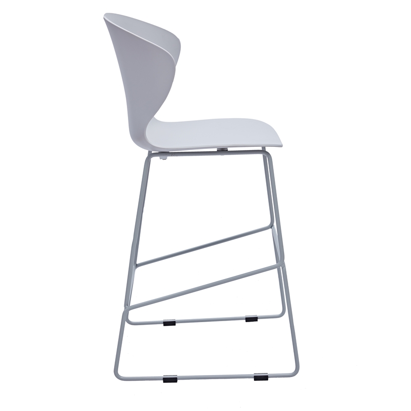 Mid-century Plastic Counter Stool with Metal Legs Gray Set of 2
