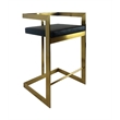 Bar Chair with Black Polyurethane Cushion and Brushed Gold Base