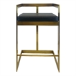 Bar Chair with Black Polyurethane Cushion and Brushed Gold Base