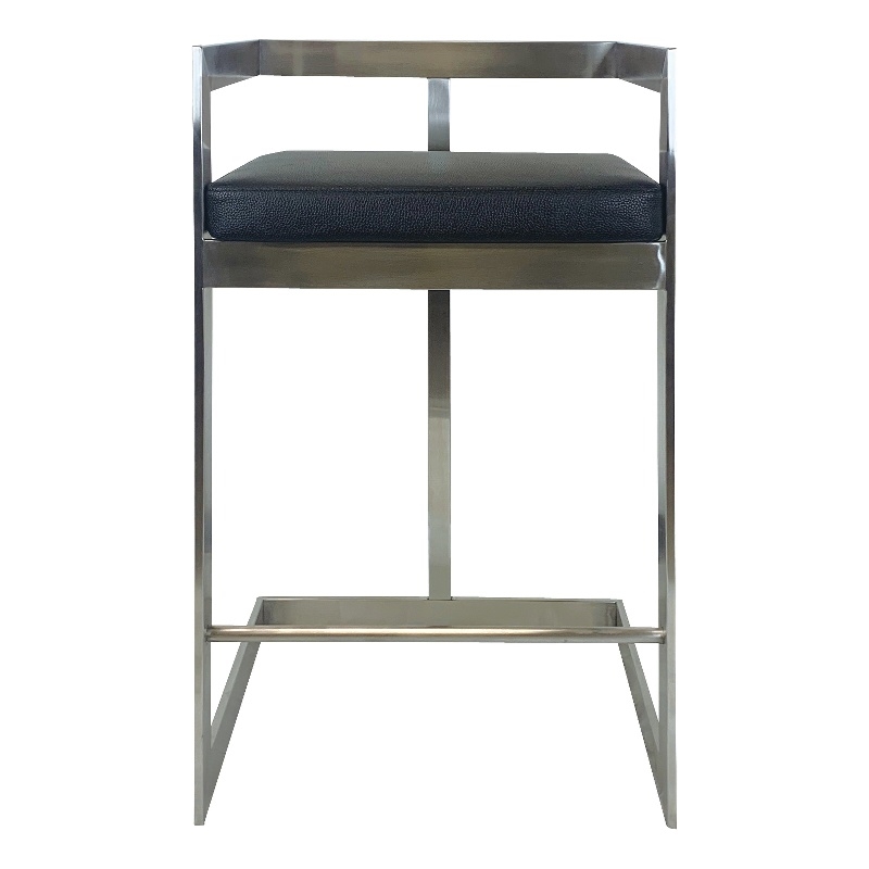 Bar Chair with Black Polyurethane Cushion and Stainless Steel Base