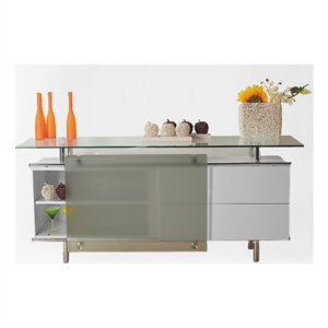 Gray Lacquer BUFFET with FROSTED SLIDING Glass DOOR