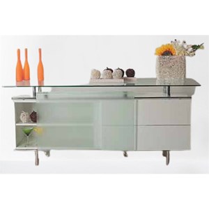 White Lacquer BUFFET with FROSTED SLIDING Glass DOOR