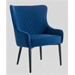 Accent Chair with Blue Velvet Seat and Black Metal Leg