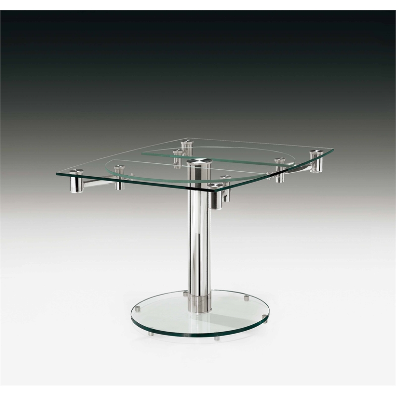Round Dining Table Clear Glass top with chrome base