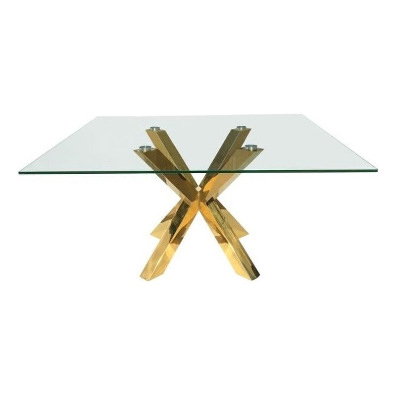 Round Glass Top Dining Table with Gold Base