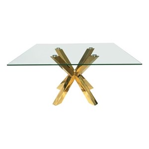 Round Glass Top Dining Table with Gold Base