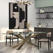 Rectangle Clear Glass Dining Table with Gold Base