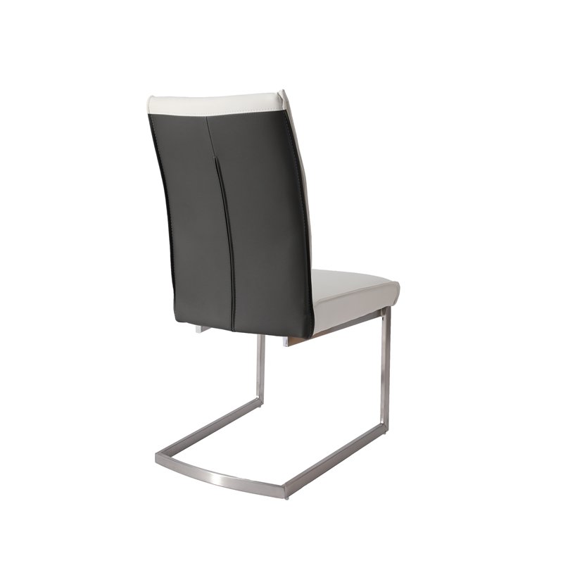 Dining Chair with White Polyurethane Seat Brushed Stainless Steel leg Set of 2