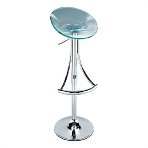 Adjustable Acrylic Plastic Bar Stool in Clear with chrome base