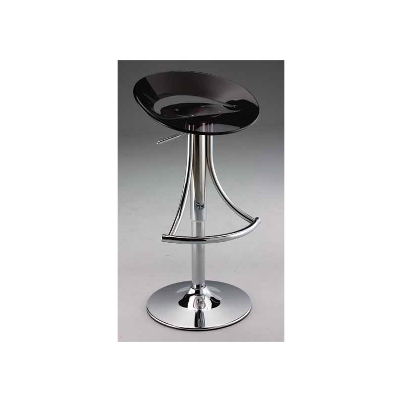Adjustable Acrylic Plastic Bar Stool in black with chrome base