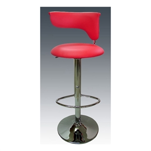 Adjustable Bar Stool in Red Polyurethane seat  with chrome base