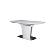 Wood Extension Dining Table with bevel edge covered by Glass in White