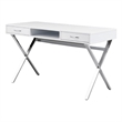 White Wood Top Desk with two drawers and Chrome Base