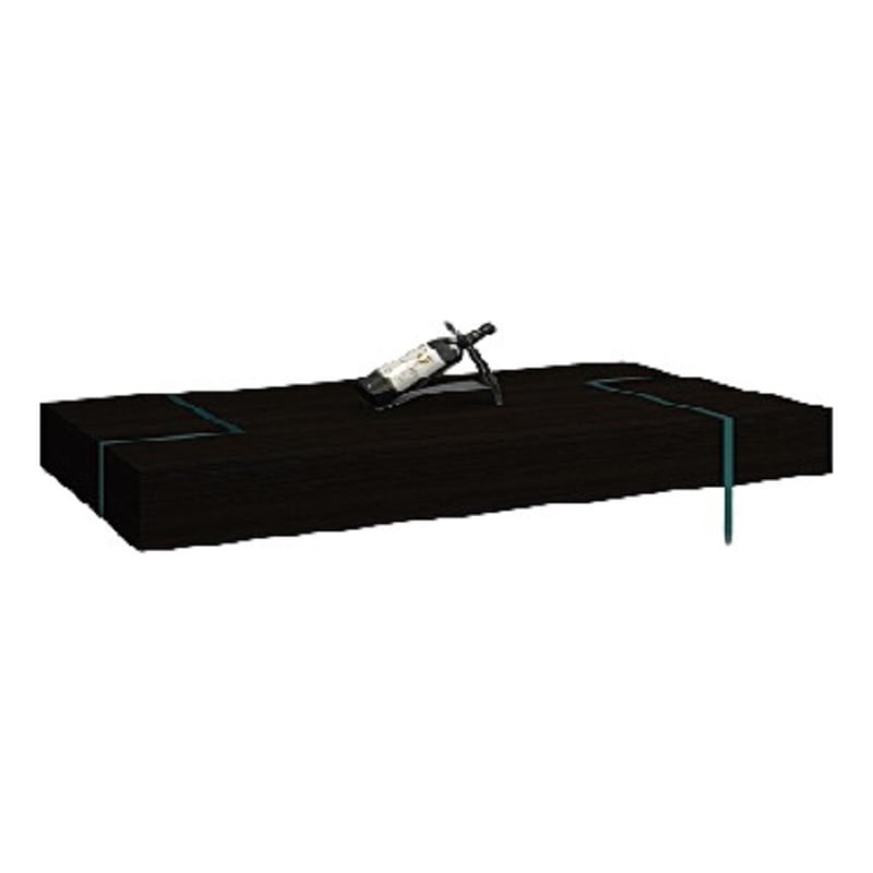 WOOD  WENGE COLOR COFFEE TABLE W/ 19mm TEMPERED GLASS BASE