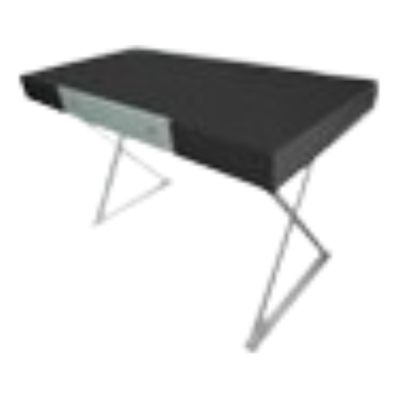 Wenge Color Desk with One Drawer and Sliver Metal Base