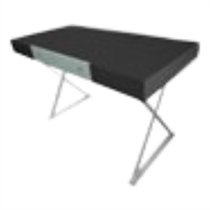 Wenge Color Desk with One Drawer and Sliver Metal Base