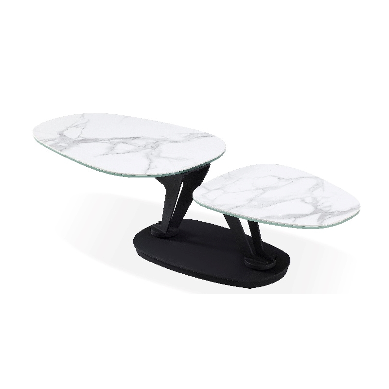 WHITE Motion Coffee Table with Cermanic Top and Metal base