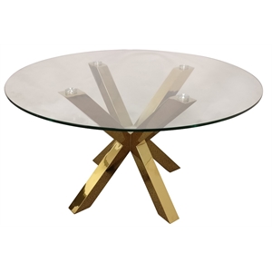 Creative Images International 60'' Round Glass Dining Table with Gold Base