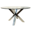54'' Clear Glass Round Dining Table with Stainless Steel Base
