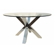 54'' Clear Glass Round Dining Table with Stainless Steel Base