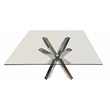 60'' Clear Square Glass Dining Table Stainless Steel Base