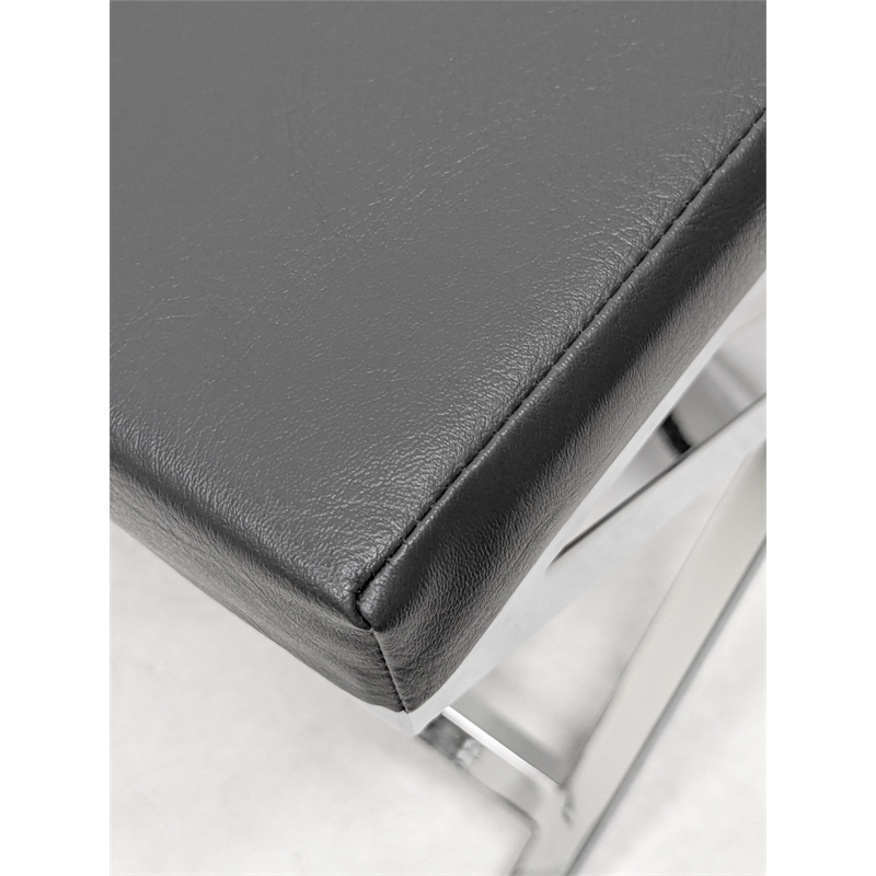 Gray Accent Stool with Chrome Base