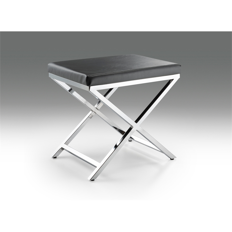 Gray Accent Stool with Chrome Base
