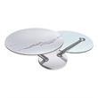 Motion Coffee Table with One White/Gray Ceramic Top and One Clear Glass Top