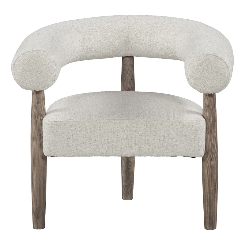 Elissidy Plywood Ash Veneer Base and Upholstery Inner Armchair Off White