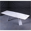 White Ceramic Extension Dining Table with White Metal leg