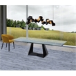 Clear Glass Extension Dining Table with Black Metal Base