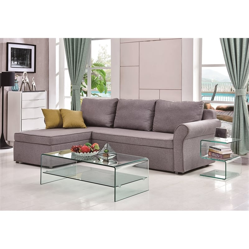 Waterfall 12MM Bent Tempered Glass Coffee Table with 8mm Glass Shelf