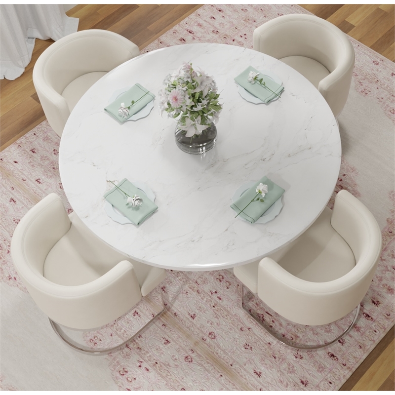 Creative Images Intl 60'' Round Marble Dining Table Pedestal Base