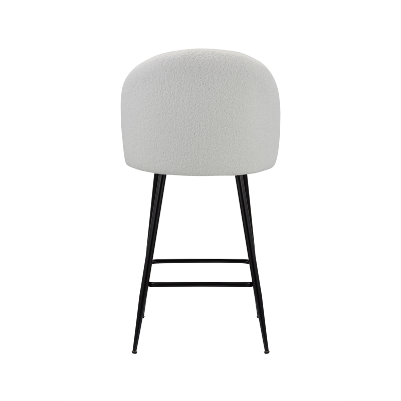 Whtie Teddy Fabric 26 Inch High Stool with Metal Leg Set of 2