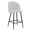 Whtie Teddy Fabric 26 Inch High Stool with Metal Leg Set of 2
