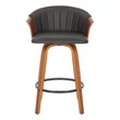 26 Inch High Black PU Stool with Wood Leg Set of 2