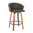 26 Inch High Black PU Stool with Wood Leg Set of 2