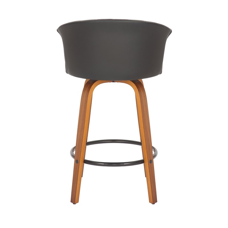 26 Inch High Black PU Stool with Wood Leg Set of 2