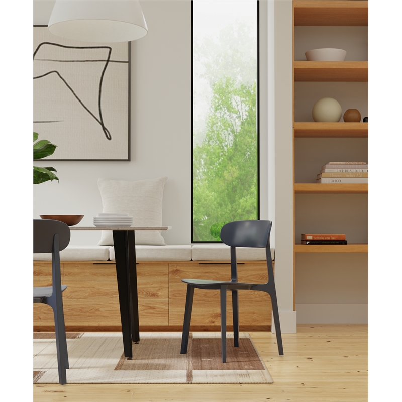Dark Gray Midcentury Polypropylene Side Chair Set of 4