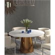 54'' White and Gray Vein Marble Table with Brushed Gold base